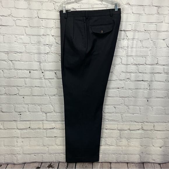 Tommy Hilfiger Pants Men's 36x30 Navy 100% Wool Pleated Cuffed Business Casual - Picture 1 of 8